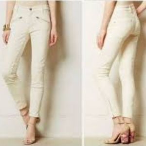 Anthropologie Pilcro SERIF Cream Moto  Jeans